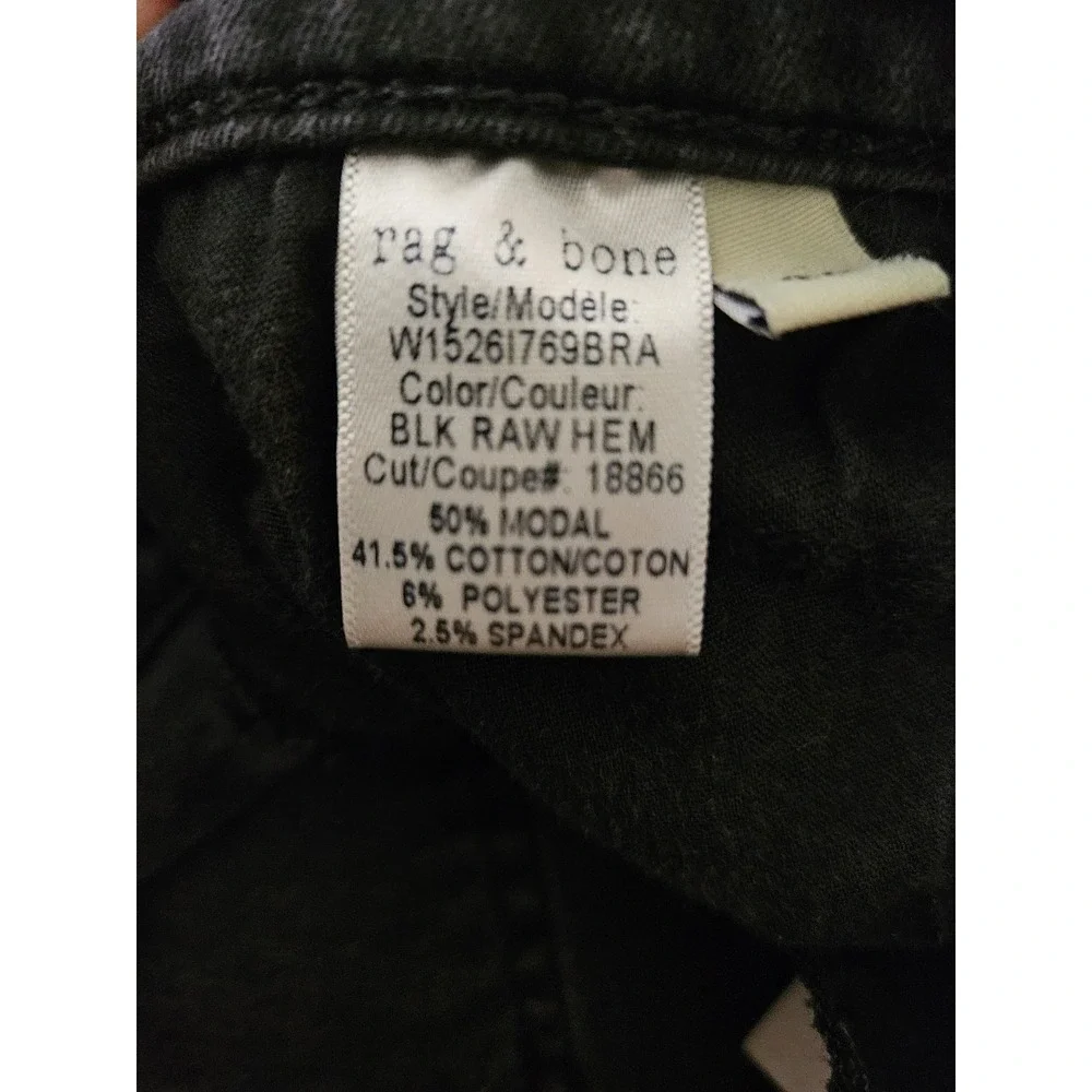 Rag & Bone Ankle Skinny Jeans Size 25 Black Raw Distressed Hem Stretch (24x25)
